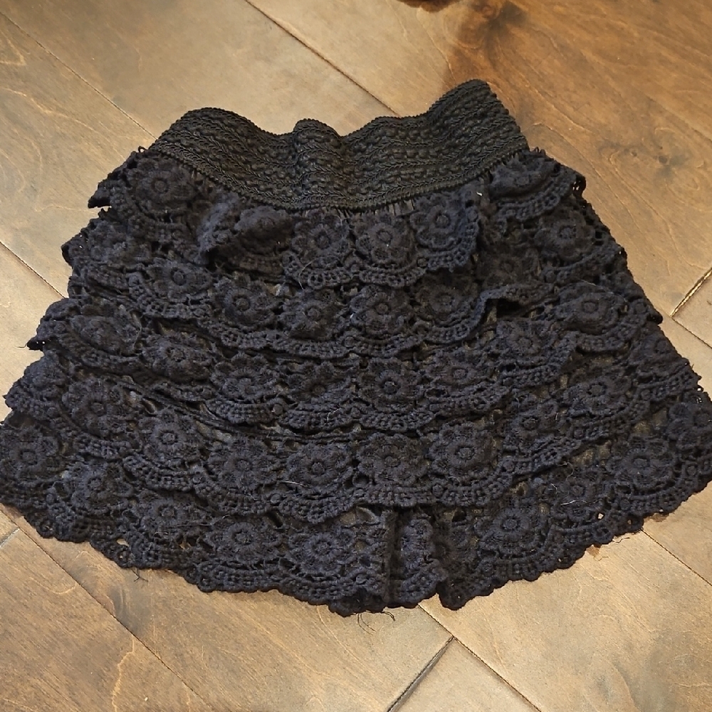 Black Mini Bubble Shorts with Ruffled Tiers